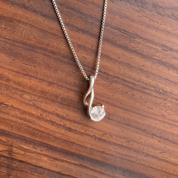 Cubic Zirconia and Sterling Silver Box Chain Necklace - Picture 5 of 11